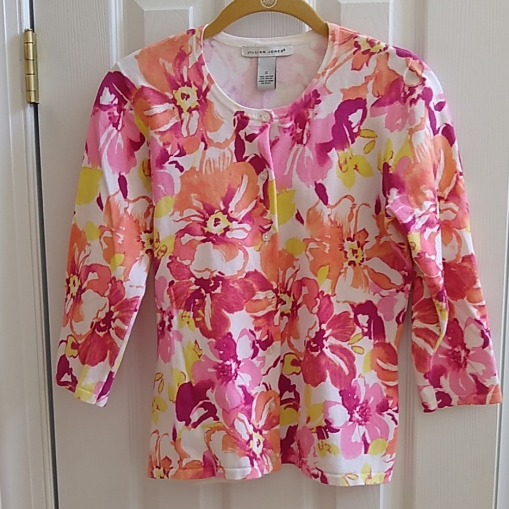 BEAUTIFUL floral cotton cardigan 3/4 sleeve